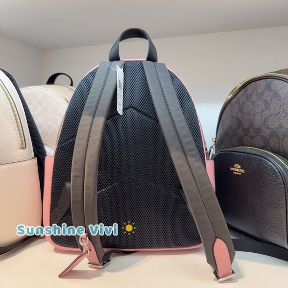 NWT Coach Court Backpack In Maxi Signature Canvas CCK72 Tan/Dusty Pink - Picture 5 of 6